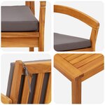 vidaXL Ensemble Bistro 3 Pièces avec Coussins  en Bois d'Acacia Massif