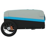 vidaXL Remorque de vélo noir et bleu 30 kg fer