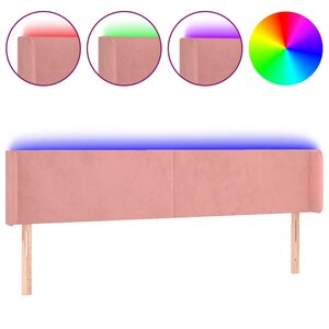 vidaXL Tête de lit à LED Rose 163x16x78/88 cm Velours