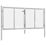 vidaXL Porte de jardin Acier galvanisé 306x150 cm Argenté
