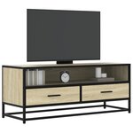 vidaXL Meuble TV chêne sonoma 100x34 5x40cm bois d'ingénierie et métal