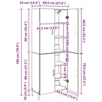 vidaXL Haut Armoire Chêne noir 69 5 x 34 x 180 cm Bois d'ingénierie