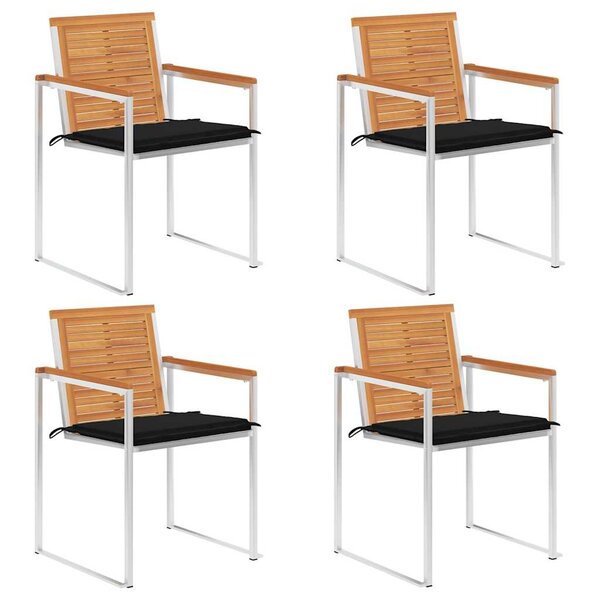 vidaXL Chaises de jardin lot de 4 avec coussins Bois d'acacia massif