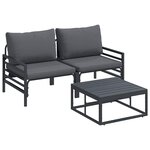 vidaXL Ensemble de canapé de jardin 3 pc Noir Acier