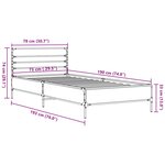 vidaXL Cadre de lit chêne fumé 75x190 cm bois d'ingénierie et métal