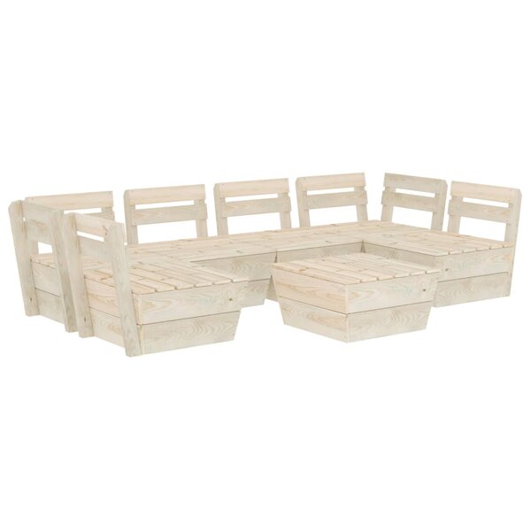 vidaXL Salon de jardin palette 7 Pièces Bois d'épicéa imprégné