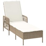 vidaXL Chaise longue avec coussin Beige 157 x 55 x 92cm polyrotin