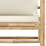vidaXL Salon de jardin 5 Pièces avec coussins blanc crème bambou