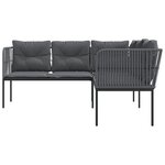 vidaXL Canapé de jardin avec coussins forme de L noir acier textilène