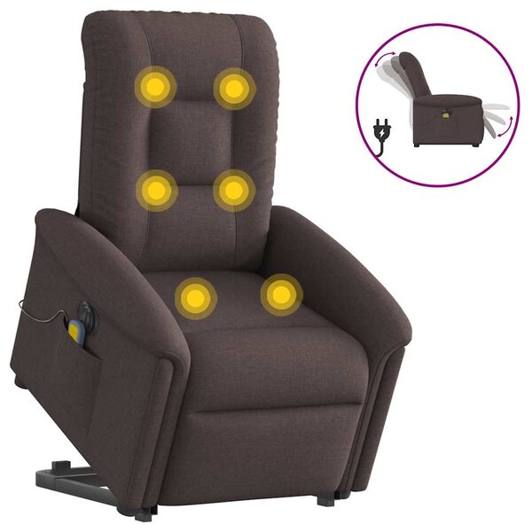 vidaXL Fauteuil inclinable de massage électrique Marron foncé Tissu