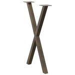 vidaXL Pieds de table à manger en forme de X  2 pièces  acier naturel  57 x (72-73) cm