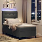 vidaXL Lit à ressort LED avec matelas Gris foncé 100 x 200 cm tissu