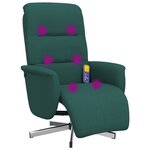 vidaXL Fauteuil inclinable de massage et repose-pieds vert foncé tissu