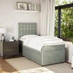 vidaXL Sommier à lattes de lit et matelas Gris clair 80x200 cm Velours
