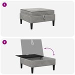 vidaXL Pouf avec Rangement Gris clair Velours