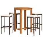 vidaXL Ensemble de bar de jardin 5 Pièces marron bois massif acacia rotin