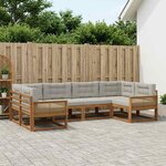 vidaXL Ensemble de canapés d'extérieur 6 Pièces Naturel et gris clair