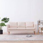 vidaXL Canapé à 3 places Tissu Crème