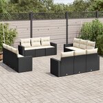 vidaXL Salon de jardin 12 Pièces avec coussins noir résine tressée