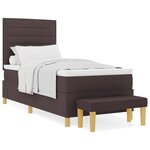 vidaXL Lit à Ressorts avec Matelas & Banc Marron Foncé 100x200 cm Tissu