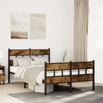 vidaXL Cadre de lit en métal sans matelas chêne fumé 120x200 cm