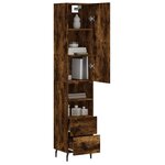 vidaXL Buffet haut Chêne fumé 34 5x34x180 cm Bois d'ingénierie