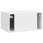 vidaXL Meuble TV mural Montage mural Blanc brillant 59 5 x 41 x 30 cm