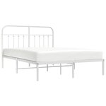 vidaXL Cadre de lit métal sans matelas et tête de lit blanc 135x190 cm