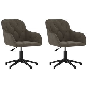 vidaXL Chaises pivotantes à manger lot de 2 Gris foncé Velours