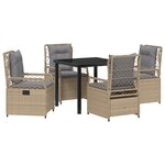 vidaXL Ensemble de dîner de jardin 5 pièces beige en rattan poly