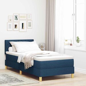 vidaXL Lit à ressorts avec coussin Bleu 100 x 200 cm tissu