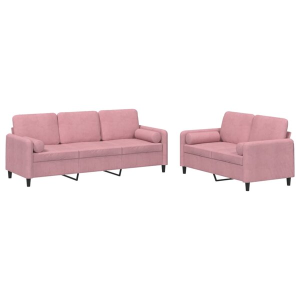 vidaXL Ensemble de canapés 2 Pièces avec coussins rose velours
