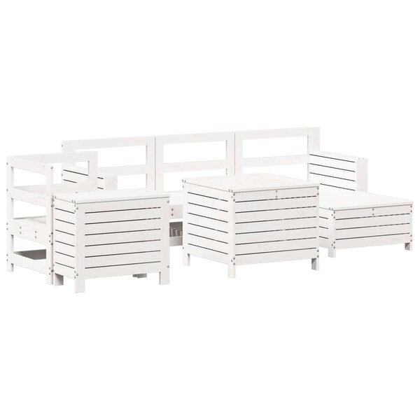 vidaXL Salon de jardin 7 Pièces blanc bois de pin massif