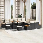 vidaXL Ensemble de canapé de jardin 13 Pièces Noir Poly rotin