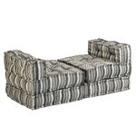 vidaXL Pouf modulaire à 3 places Gris rayé Tissu