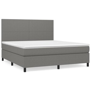vidaXL Sommier à lattes de lit avec matelas Gris foncé 180x200cm Tissu