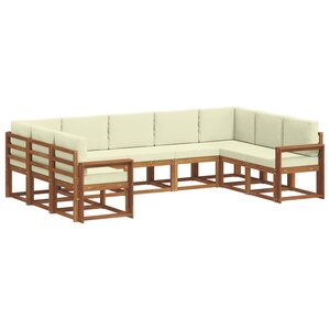 vidaXL Ensemble de canapés d'extérieur 9 pc Naturel et Crème