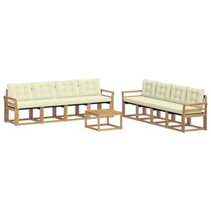 vidaXL Ensemble de canapés d'extérieur 9 pc Blanc et crème