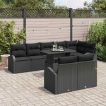 vidaXL Ensemble de canapé de jardin avec stockage 9 Pièces Noir polyrotin