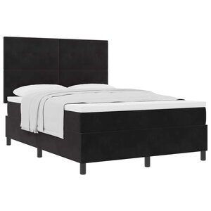 vidaXL Lit à ressorts avec matelas Noir 140 x 190 cm tissu