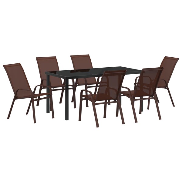 Ensemble de salle à manger de jardin 7 pièces vidaXL Marron Textilène et Acier