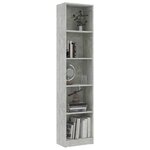 vidaXL Bibliothèque à 5 niveaux Gris béton 40x24x175cm Bois ingénierie