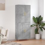 vidaXL Buffet haut Gris béton 69 5x34x180 cm Bois d'ingénierie