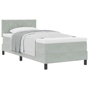 vidaXL Lit à ressorts avec matelas Gris clair 90 x 200 cm Velours