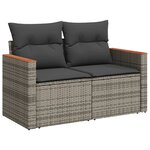 vidaXL Salon de jardin avec coussins 13 Pièces gris résine tressée