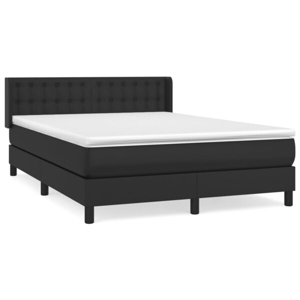 vidaXL Sommier à lattes de lit avec matelas Noir 140x190 cm Similicuir