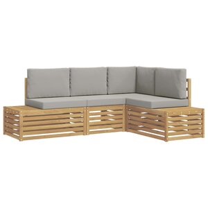 vidaXL Ensemble de canapés d'extérieur 4 Pièce Blanc et gris clair