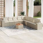 vidaXL Salon de jardin avec coussins 10 Pièces beige résine tressée