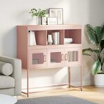 vidaXL Buffet rose 100 5x39x107 cm acier laminé à froid