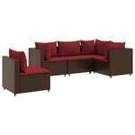 vidaXL Salon de jardin 5 Pièces avec coussins Marron Résine tressée